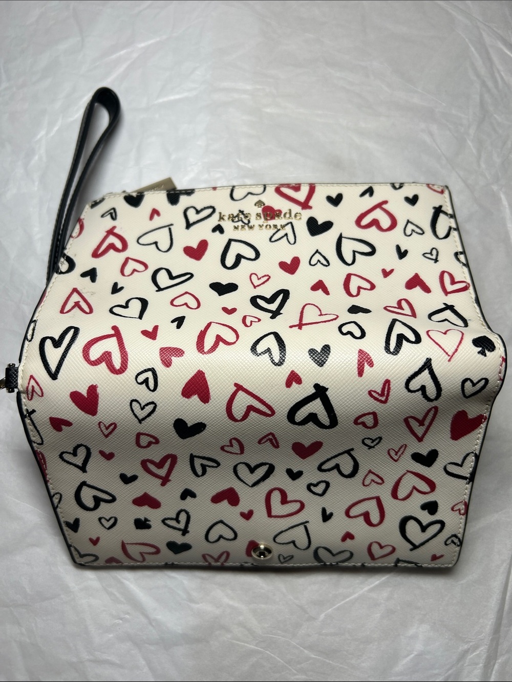 Kate Spade New York Staci wallet/ Wristlet .,multi-colored scribble hearts NWOT - Picture 13 of 14